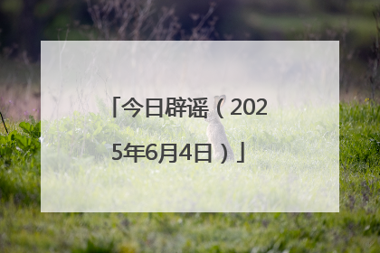 今日辟谣（2025年6月4日）
